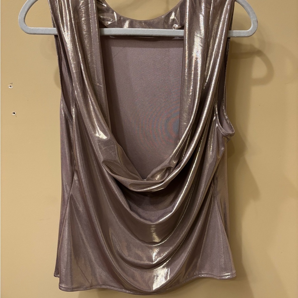 Free People Intimately Metallic Open Back Tank | Size M/L | Cowl Back Top - Picture 3 of 5